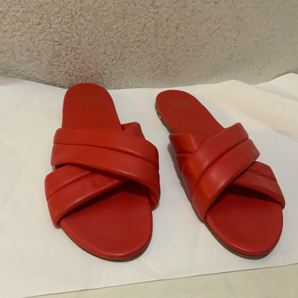 Beek Rhea Surfbird Crisscross Slide Leather Sandals Poppy Red 9